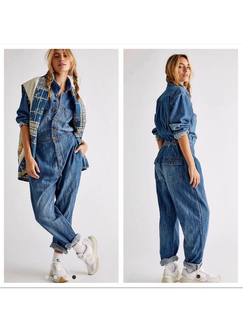 Free People‎ Madrid Denim Coverall blue small